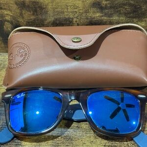 Ray-Ban Blue Lens Sunglasses with Tan Case